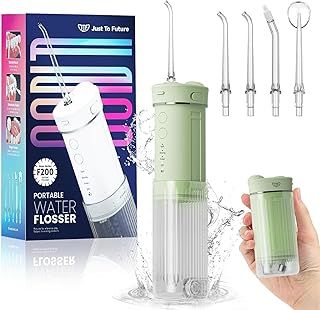 Travel Water Flosser Cordless,Portable Water Dental Flosser with DIY Modes, Water Teeth Cleaner Pick 5 Jet Tips 230ML Telescopic Water Tank Mini Oral Irrigator for Teeth，Gums(Green)