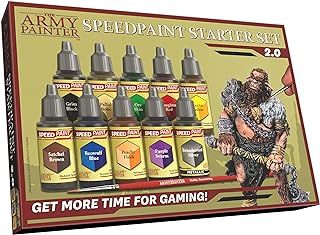 The Army Painter, Speedpaint 2.0 Starter Set, Beginner Paint Set, 10 x 18 ml Acrylic Contrast Paints incl. 1 Free Basecoating Brush for DnD and Warhammer Figures