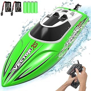 RC Boat 20MPH Fast RC Boat for Adults 2.4Ghz Remote Control Boat for Pools and Lake with 2 Rechargeable Batteries Toys Gifts for Boys Girls (Green)