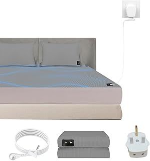 Silver Fiber Grounding Bed Sheet Conductive Grounding Sheet Grounded Mat King Size 153x203cm for Bed Earthing Mat with 4.6m Cord Grey