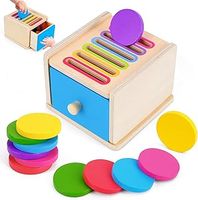 FCSONU Toddlers Montessori Coin Box Toys for 1 2 3 Year Old Boys Girls, Wooden Baby Toys for Toddlers 1-3, Color Sorting Stacking Sensory for Ages 2-4, Easter Birthday for Kids