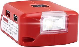 Battery Adapter for Milwaukee 18V Battery, YEX-BUR Battery Charger with DC Port & LED Work Light & Dual USB, Power Source for Milwaukee M18 Battery