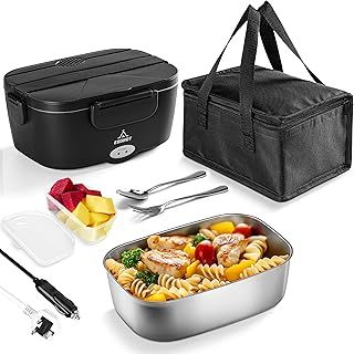 ESOHOT Electric Lunch Box 80W Heated Lunchbox for Adults 1.5L 12V 24V 110V Electric Lunch Box Food Heater for Car/Truck/Office