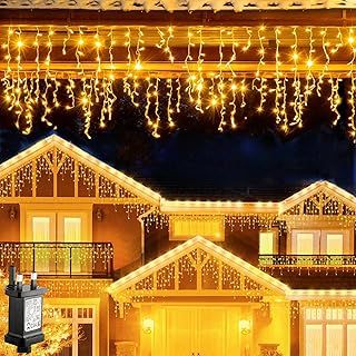 Icicle Lights Outdoor, 29ft/360 LED Plug in Outdoor Christmas Lights 8 Modes Waterproof Mains Powered Decorate Lighting for Indoor Party Bedroom Garden Yard Christmas Tree (Cool White)