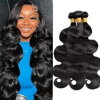 MsSunlight Body Wave Human Hair Bundles 18 20 22 Inch 3 Bundles 100% Unprocessed 12A Brazilian Virgin Human Hair Bundles Deals Quick Body Wave Hair Extensions Natural Color