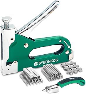 SYEONKOS Staple Gun, 3 in 1 Staple Gun Heavy Duty for Wood, with 3000 Staples, Staple Gun for Upholstery Work, Upholstery Staple Gun, Suitable for Interior Decoration Wood