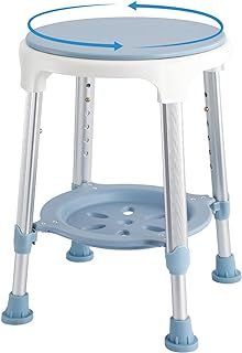 Shower Chair for Elderly Adults, Shower Stool 360°Rotating, 6-Level Height Adjustable Shower Seat, Disabled Shower & Bath Chair Non-Slip Feed Perching Stool with Padded, Shower Bench Tool-Free (2)