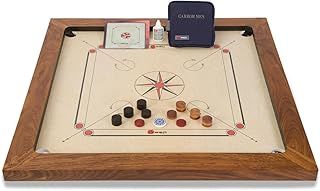 Uber Games – Championship Carrom Board Set – 37 x 37 inch Official Size Tournament quality board Including Carrom Men, Striker & Powder – Gives the Best Playability – suitable for very best players