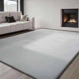 Rugs Living Room - Grey Area Rugs for Bedroom Faux Rabbit Fur Large Rug,Anti Slip Rug Large Floor Carpet Short Pile Area Rug for Living Room, Bedroom,Kids Room 200X300CM