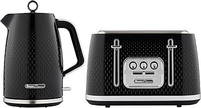 Swan Elegance Kitchen Set, 1.7L Kettle & 4 Slice Toaster, Black, SK14016BLK & ST19025BLK