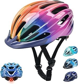 Kids Bike Helmet, Bike Helmets for Kids with Light and Visor for Boys Girls Bike Helmet Kids Cycle Helmet Kids Childrens Bike Helmet Bicycle Cycling Helmet Kids (50-57CM)