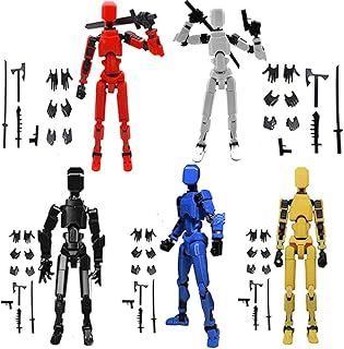 T13 Action Figure Set(Assembly Completed) 3D Printed Multi-Jointed Movable Robot Dummy Set with Full Articulation for Stop Motion Animation (5pcsC)