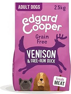 Edgard Cooper Grain Free Dog Food Dry, (Venison & Duck 2,5kg), Natural Kibble Dry Dog Food for Adult Dogs, Fresh Meat, High Protein, Hypoallergenic, No Added Sugar