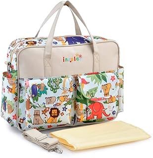 Multifunctional Waterproof Mummy Shoulder Bag for Diapers, Chic Nappy Changing Bag Tote/Messenger Style Large Light Weight with Changing Mat, Adjustable