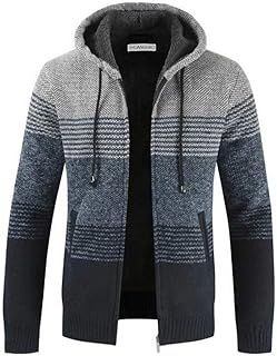 Men's Classic Autumn Winter Thick Warm Fleece Jacket - Long Sleeve Knitted Hoodie Cardigan - Perfect Hommes Sweater for Chill Season