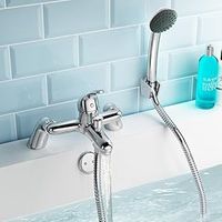 Veebath Bath Shower Mixer with Hose Pipe and Shower, Bathroom Tub Single Lever Mono Basin Shower Mixer, G3/4" Chrome Finished Shower Taps, Shower Attachment for Bath Taps