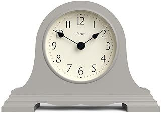 Jones Clocks® Speakeasy mantel clock | Classic Napoleon’s hat design | Grey | Contemporary classic style for desk, table, shelf or bedside