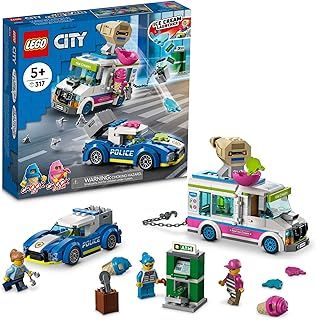 LEGO 60314 City Ice Cream Truck Police Chase Van Car Toy for Kids, Girls and Boys age 5 Plus Years Old with Splat Launcher & Interceptor Vehicle