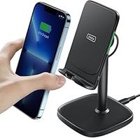 INIU Ergonomic Wireless Charger Stand with Adjustable Viewing Angles, 15W Fast Charging Dock Qi-Certified Phone Charger for Pixel 7a 6 Samsung Galaxy S24 S21 S10 iPhone 15 14 13 12 11 Pro/SE LG.