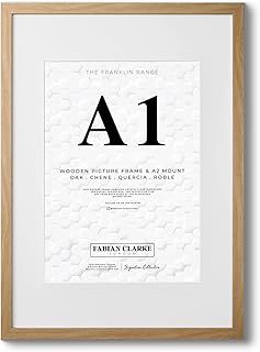 A1 Modern Oak Wooden Picture Photo Frame with White A2 Mount to Hang Portrait or Landscape