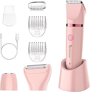 Scttomon Electric Lady Shaver for Women Painless Electric Razor Bikini Trimmer Facial Hair Removal Body Hair Trimmer for Face Legs Underarm Pubic Hair Wet and Dry Flawless 3 in 1