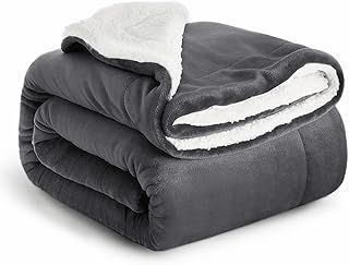 IR Imperial Rooms Sherpa Fleece Blanket Bed Throws Blankets For Sofas Soft Fluffy Thick Blanket Reversible Microfiber Throw (Grey, King (200 x 240 Cm))
