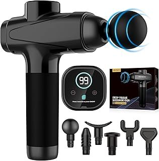 Massage Gun Deep Tissue - Mothers Day Gifts, Muscle Massage Gun,Quiet Professional Handheld 30 Speeds Massager,6 Massage Heads with Type-C Charging, Portable Fascial for Muscle Pain Relief