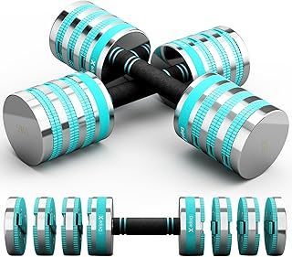 Dripex Adjustable Dumbbells Weight Set 2.5kg/5kg/10kg Pair, Dumbbell Set with Non-Slip Handle Home Gym Fitness for Men/Women