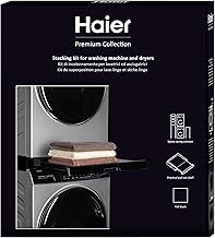 Haier Premium Universal Stacking Kit for Washing Machines and Tumble Dryers - Space-Saving - with Black Anti-Tipping Sliding Shelf - Perfect for Haier Black Washing Machines and Tumble Dryers