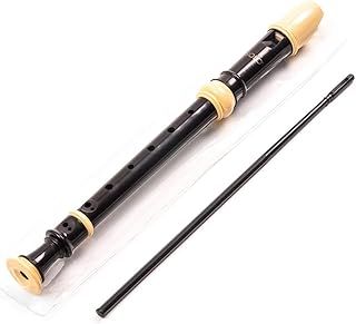 Quality Beginner Descant Recorder for Children - Traditional Soprano Three Piece Black & Cream Recorder (Baroque Fingering) including Clear Carry Case and Cleaning Rod DR205