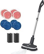 PowerGlide Cordless Rechargeable Hard Floor Cleaner and Polisher Bundle With 2 Batteries, 8 Cleaning Buffing Pads, Perfect for Wood, Tile, Laminate and Hard Floors