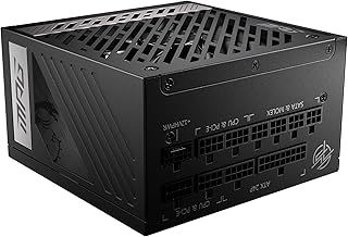 MSI MPG A1000G PCIE5 Power Supply Unit, UK Plug - 1000W, 80 Plus Gold Certified, Fully Modular ATX 3.0, PCIe 5.0 GPU Support, Japanese 105°C Capacitors, 0% RPM Mode, Flat Cables - 10 Year Warranty