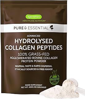 Igennus 100% Grass Fed Bovine Collagen, Advanced Hydrolysed Collagen Peptides, 400g, Highly Absorbable & Premium Quality Protein Powder for Women & Men, Easy-Mix, 40 Servings