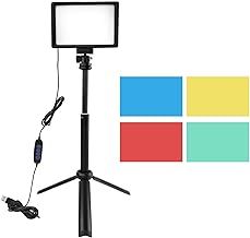 LED Video Light Kit, 3200-5500K Photography Lighting with Tripod Stand, 120 LED Panel Light with 4 Color Filters, USB Studio Light Kit for Photography, Live Streaming(Black)