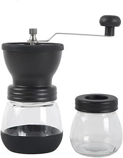 Manual Coffee Bean Grinder, Handheld Portable Coffee Mill Ceramic Bur with Adjustable Coarseness, with Transparent Storage Jar, Compact Design for Home, Office,Travelling & Outdoors