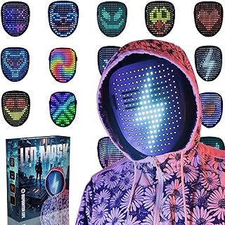 Depointer Life Led Mask with Gesture Sensing, LED Lighted Face Transforming Mask for Costume Cosplay Party Masquerade