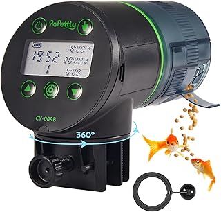 Automatic Aquarium Feeder - Battery Operated Food Dispenser with Timer, Moisture-Proof, 2 AAA Batteries and Fish Feeder Ring Included