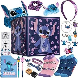 Disney Stitch Advent Calendar 2024 for Kids and Teenagers Stationery Sticky Notes Accessories Advent Calendars for Kids (Purple Stitch Cube)