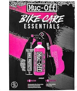 Muc-Off Bike Care Essentials Kit - Bike Cleaning Kit, Cleaning Bundle for MTB/Road/Gravel Bikes - Set Includes Bike Cleaner and Bike Protect, Black