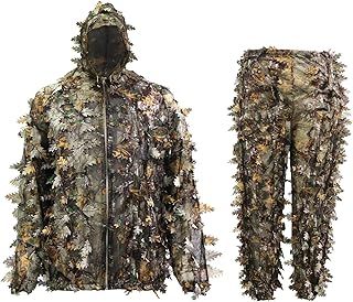 DoCred Ghillie Suit for Men, 3D Lightweight Hooded Camouflage Ghillie Breathable Hunting Suit