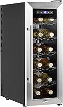 Baridi 12 Bottle Wine Cooler with Digital Touch Screen Controls & LED Light, Stainless Steel - DH74