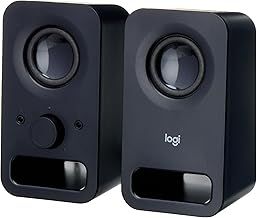Logitech Z150 PC Speaker, Stereo Sound, 2 Speakers, 6 Watts Peak Power, 3.5mm Input, Right Speaker Controller, Headphone Jack, UK Plug, PC/TV/Mobile Phone/Tablet - Black