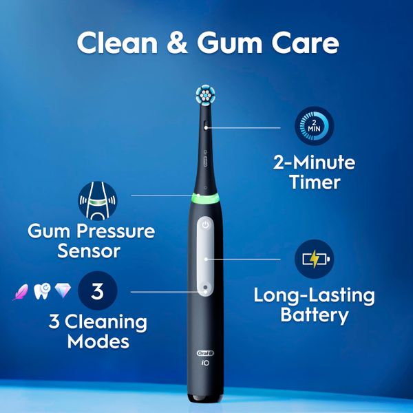 Oral-B iO3 Duo Electric Toothbrushes, 2 Handles, Matt Black and Blush Pink