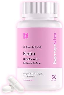 Bettervits Biotin Growth Complex with Selenium & Zinc | Biotin Hair Growth Vitamins - 12,000 mcg | Hair Vitamins for Women and Men - Supports Skin and Nails - 60 Tablets