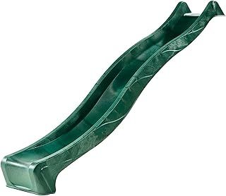 Garden Games Childrens Heavy Duty Green Wavy Slide 3 Metres Long for 1.5 Metre High Climbing Frame or Tree House Platform