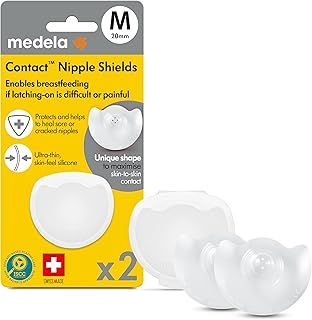 Medela Contact Nipple Shields - BPA free, made from Ultra-thin soft Silicone, includes 2 Shields and Case, 20mm, medium