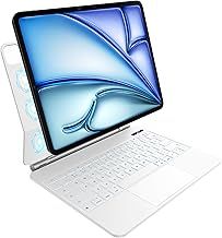 Keyboard Case for iPad Air 13 inch (M3 2025 / M2 2024) and iPad Pro 12.9 inch(6th,5th,4th,3rd Generation),7 Colour Backlit, Multi-Touch Trackpad, Floating Magnetic Design, White