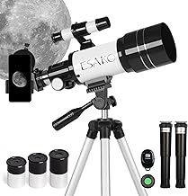 ESAKO Telescope for Kids & Adults, 70mm Portable Beginner Telescopes with 3 Eyepieces, Height Adjustable Tripod & Phone Adapter