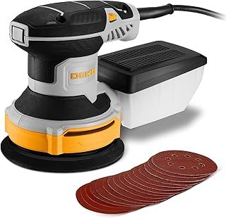 DEKOPRO Random Orbit Sander - 2.5A Electric, 6 Variable Speeds up to 14000RPM, 5-Inch Hand Sander with 16pcs Sandpapers, High-Performance Dust Collection System, Ideal for Woodworking
