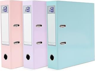 Oxford A4 Lever Arch Files, Pastel Pack of 3, Heavy Duty Folders
